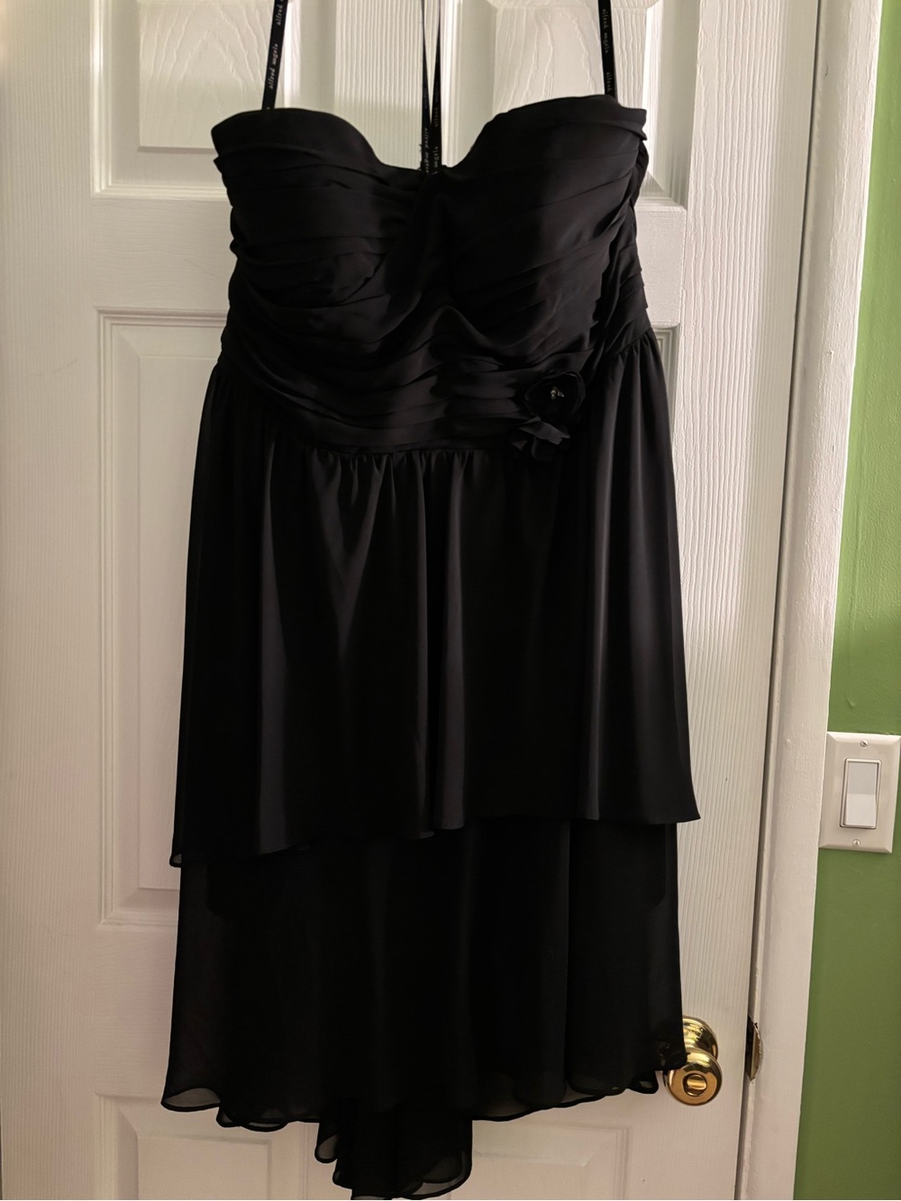 Alfred Angelo Black Strapless Tiered Cocktail Dress